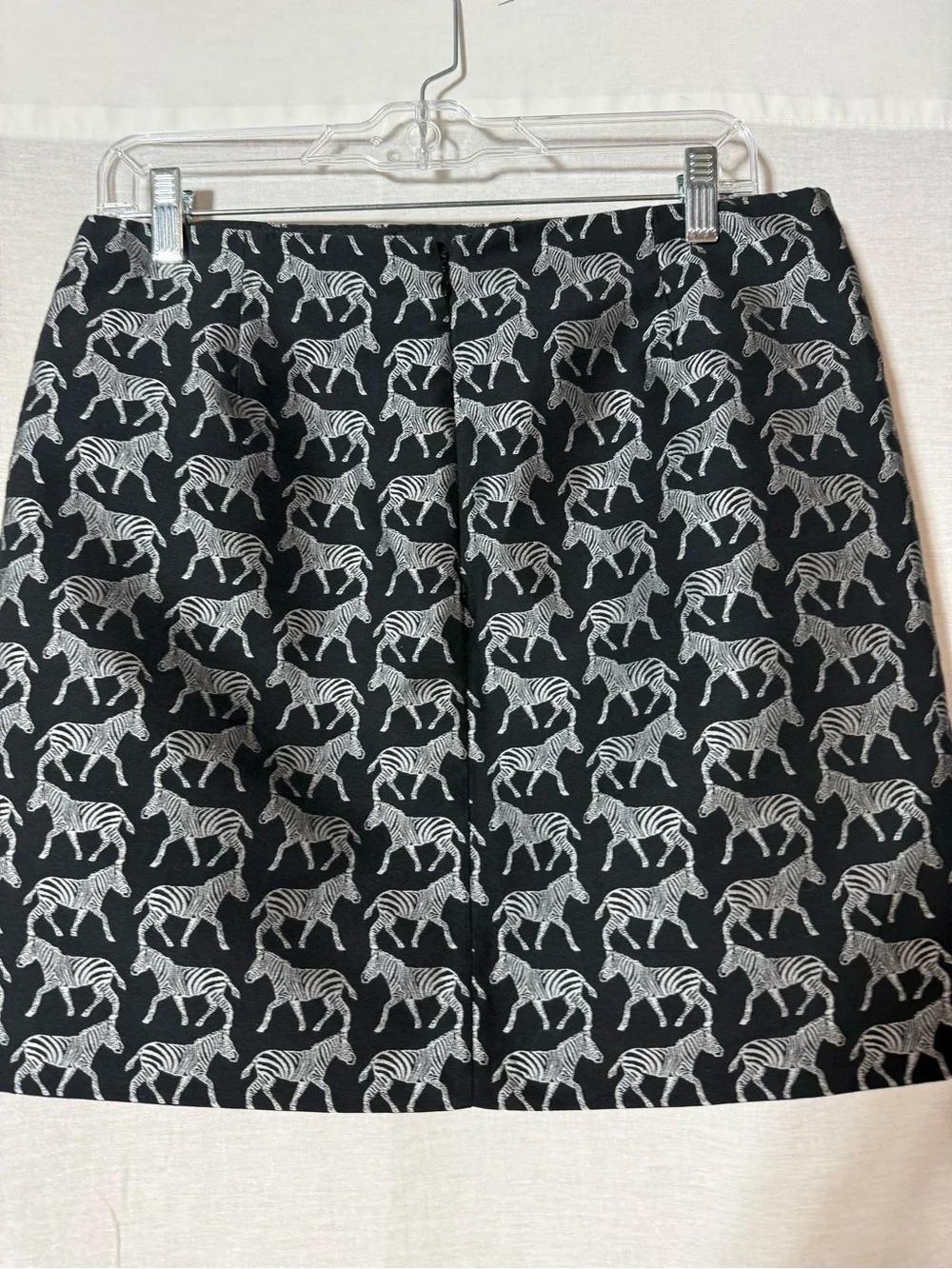 J. Crew Black Mini Skirt with White Zebra Print Size 6